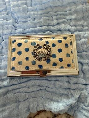 Brighton  Polka Dot Card Case with Crab Accent - Blue